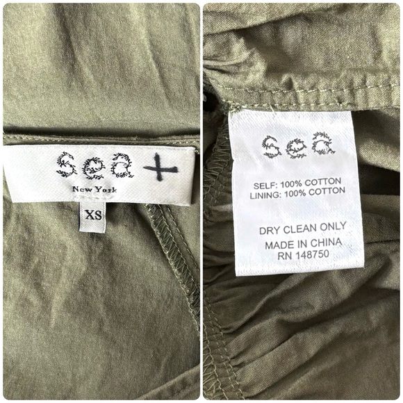 SEA NEW YORK Floral Eyelet Cotton Poplin Long‎ Puff Sleeve Ruffle Hem Dress XS - Picture 7 of 10